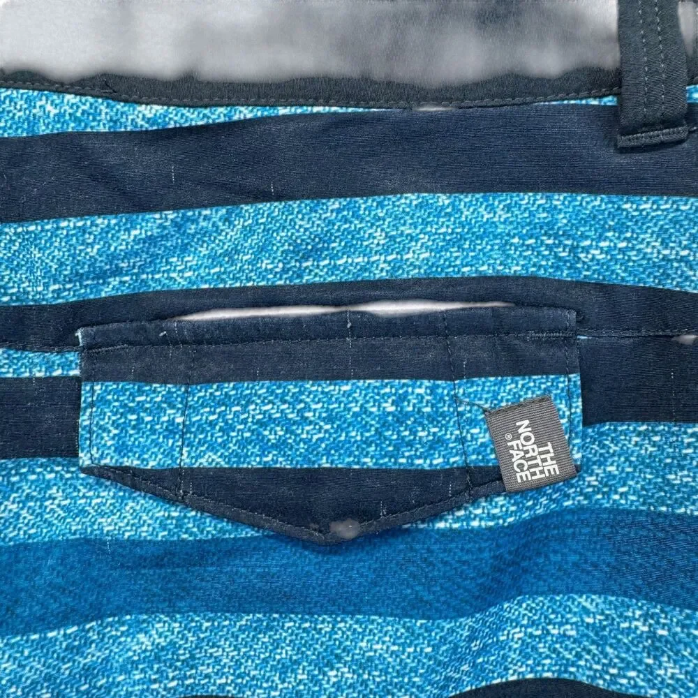 The North Face Shorts Men's 30 Blue Hybrid Striped Hidden Drawstring Lightweight